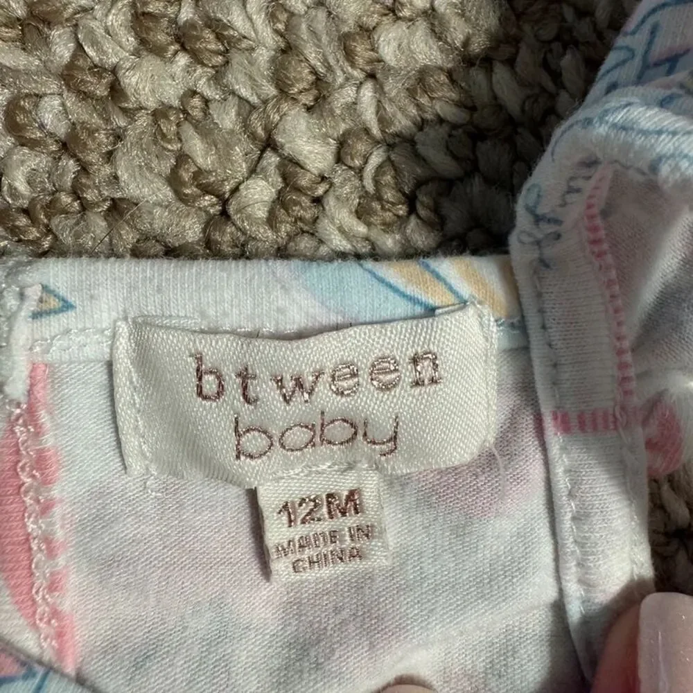 Btween Baby Coastal Print Ruffle Romper & Headband Set 12 Months